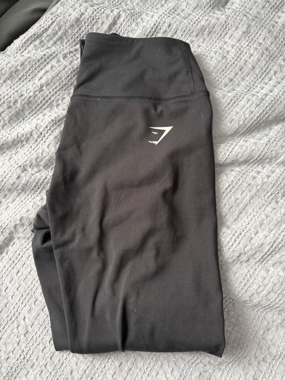Gymshark Black High-Rise Workout Leggings with White Logo